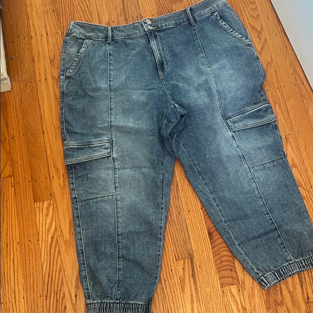 Relaxed Fit Denim Cargo Pants